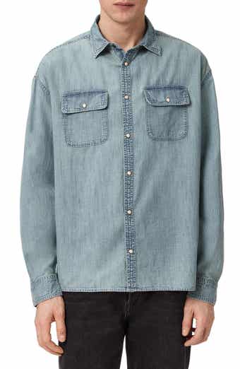 Gribbs Cotton Denim Snap-Up Shirt