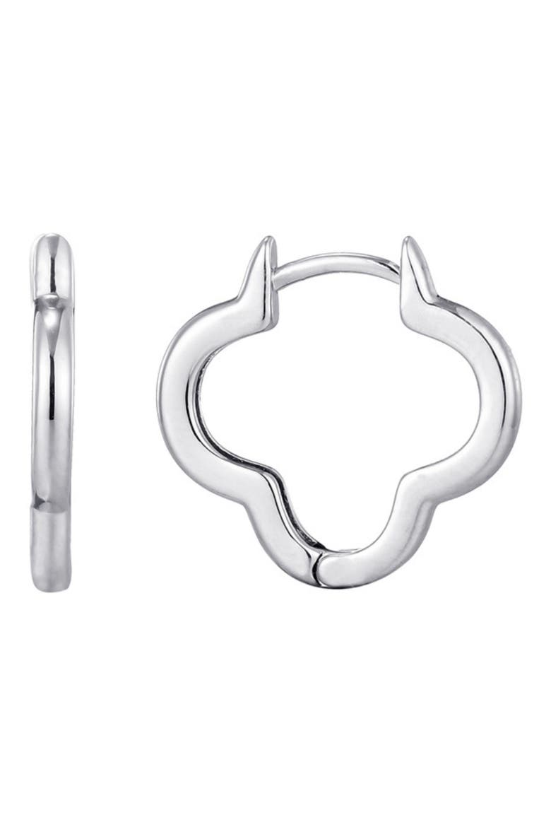 Clover Hoop Earrings, Main, color, SILVER