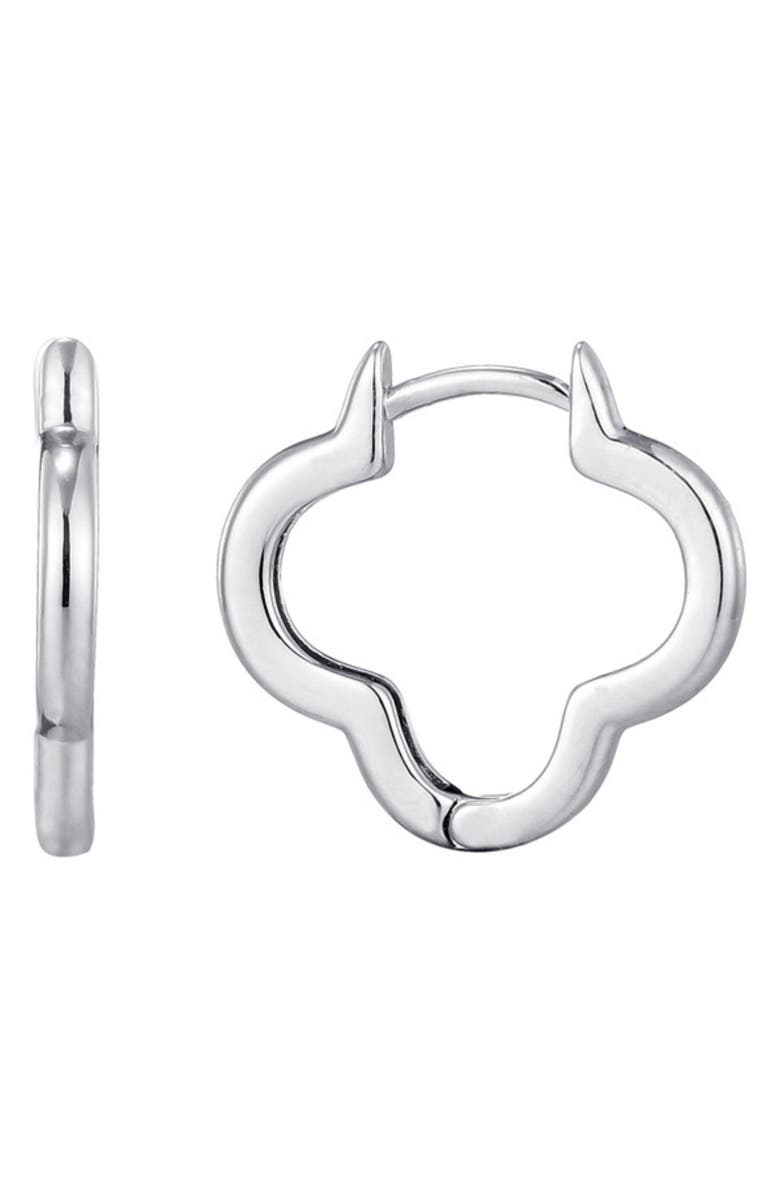 Adornia Clover Hoop Earrings, Main, color, Silver