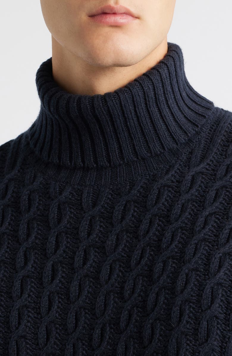 BOSS x Beckham Herrero Wool & Cashmere Cable Sweater, Alternate, color, Dark Blue