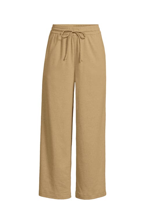 Lands' End Sport Knit Pull On Drawstring Wide Leg Crop Pants In Neutral