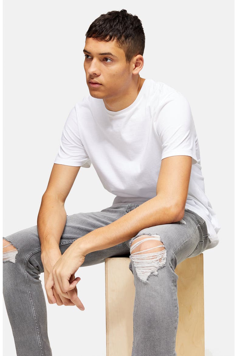 Ripped Skinny Fit Jeans, Alternate, color, GREY