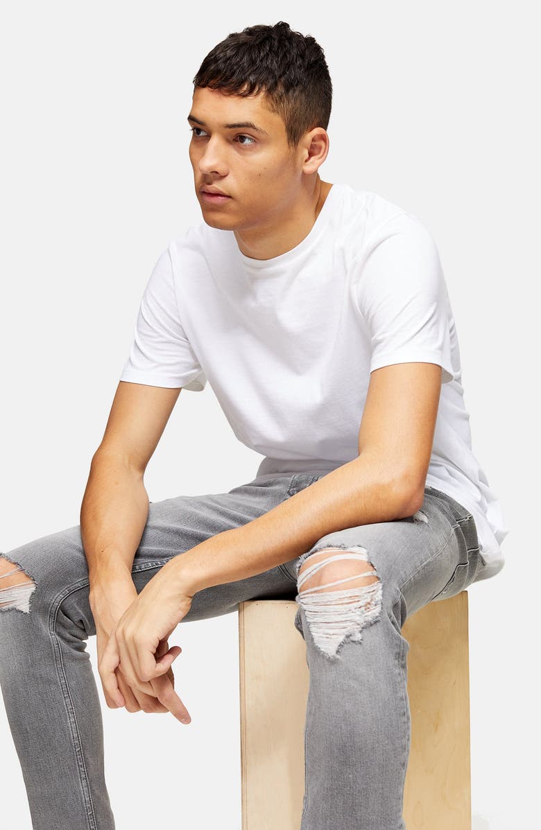 Topman Ripped Skinny Fit Jeans, Alternate, color, 