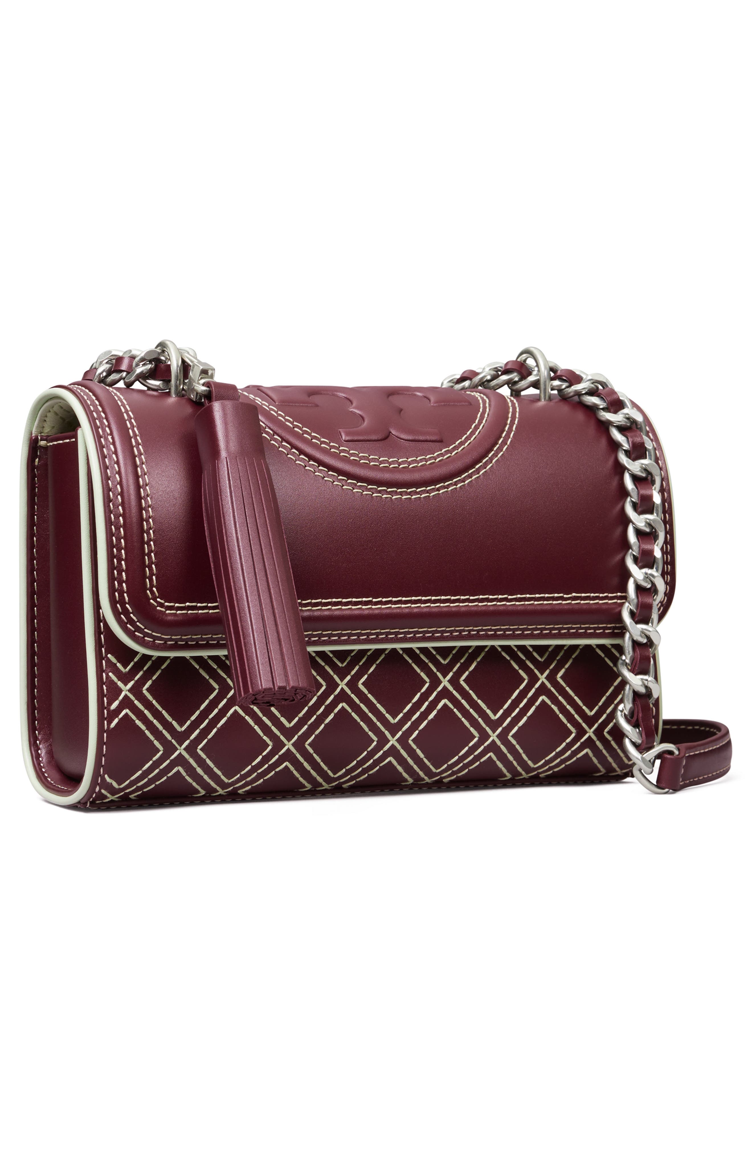 Tory Burch Small Fleming Popstitch Leather Convertible Shoulder Bag, Alternate, color, 