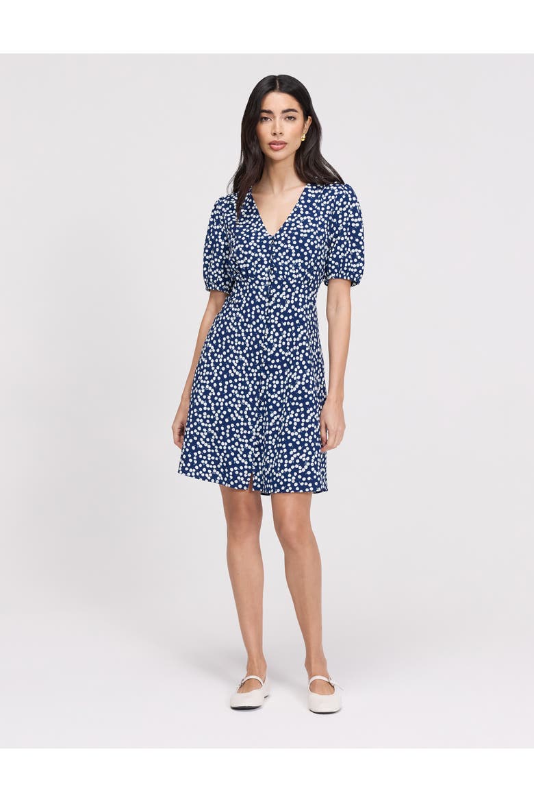 Ensley Button Through Short Dress, Alternate, color, Navy Cherry Spot