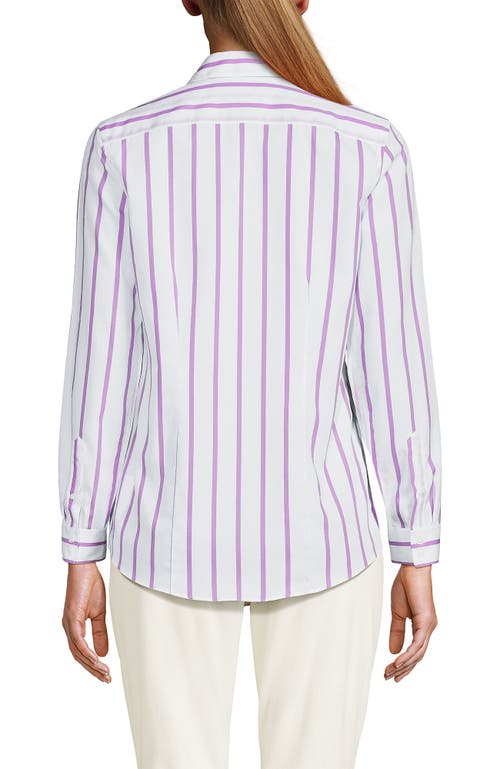 Lands' End No Iron Supima Cotton Long Sleeve Shirt In Soft Orchid Classic Stripe