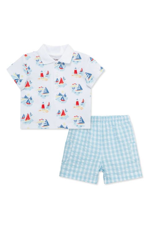 Breezy Cotton Button-Up Polo & Shorts Set (Baby)