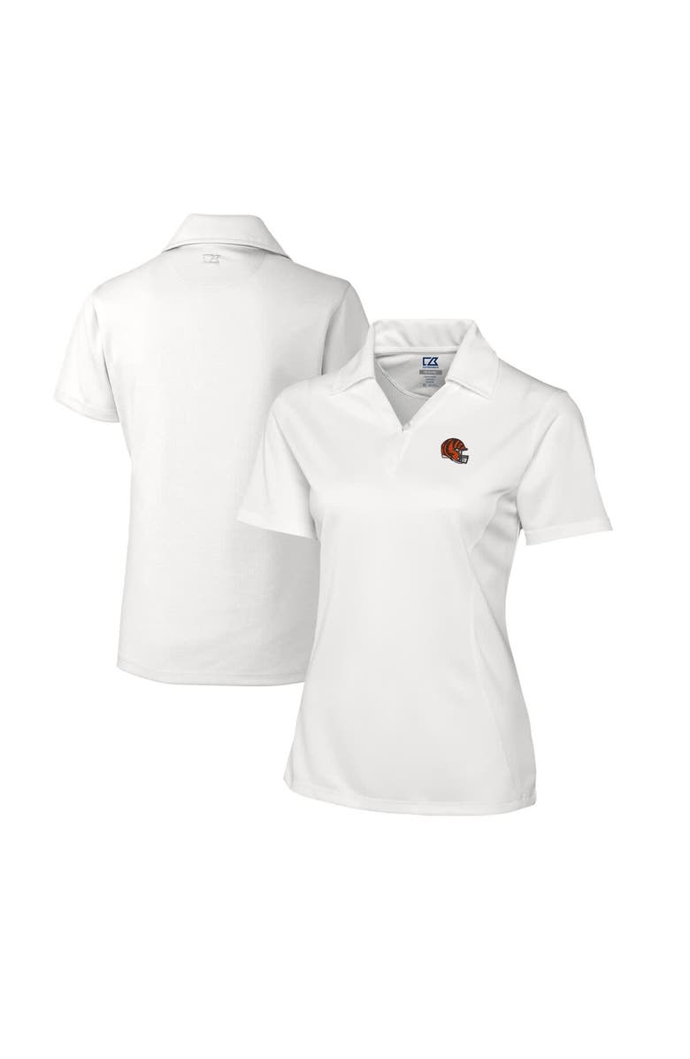 Cutter & Buck Women's Cutter & Buck White Cincinnati Bengals Helmet Logo CB DryTec Genre Textured Solid Polo, Alternate, color,