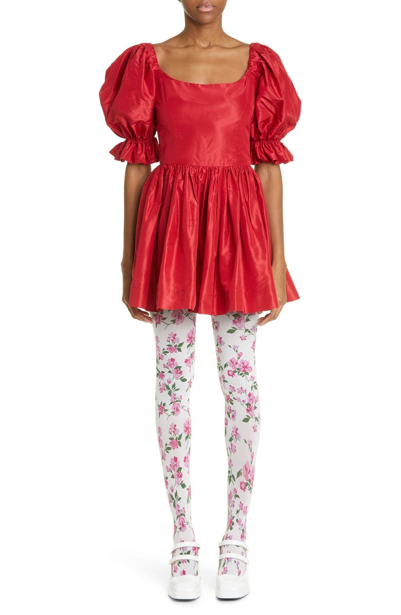 CAFE FORGOT x ZEPHERINA Puff Sleeve Silk Taffeta Minidress, Main, color,