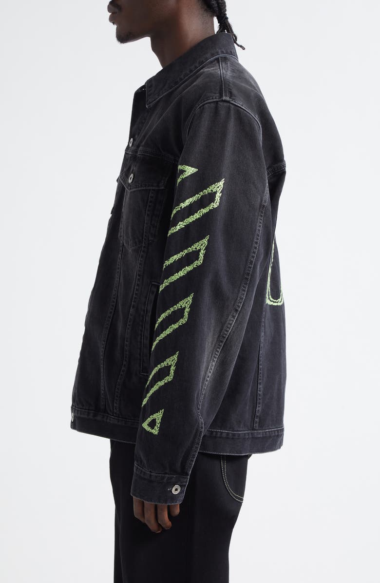 Off-White Diagonal Arrow Outline Embroidered Denim Skate Jacket, Alternate, color,