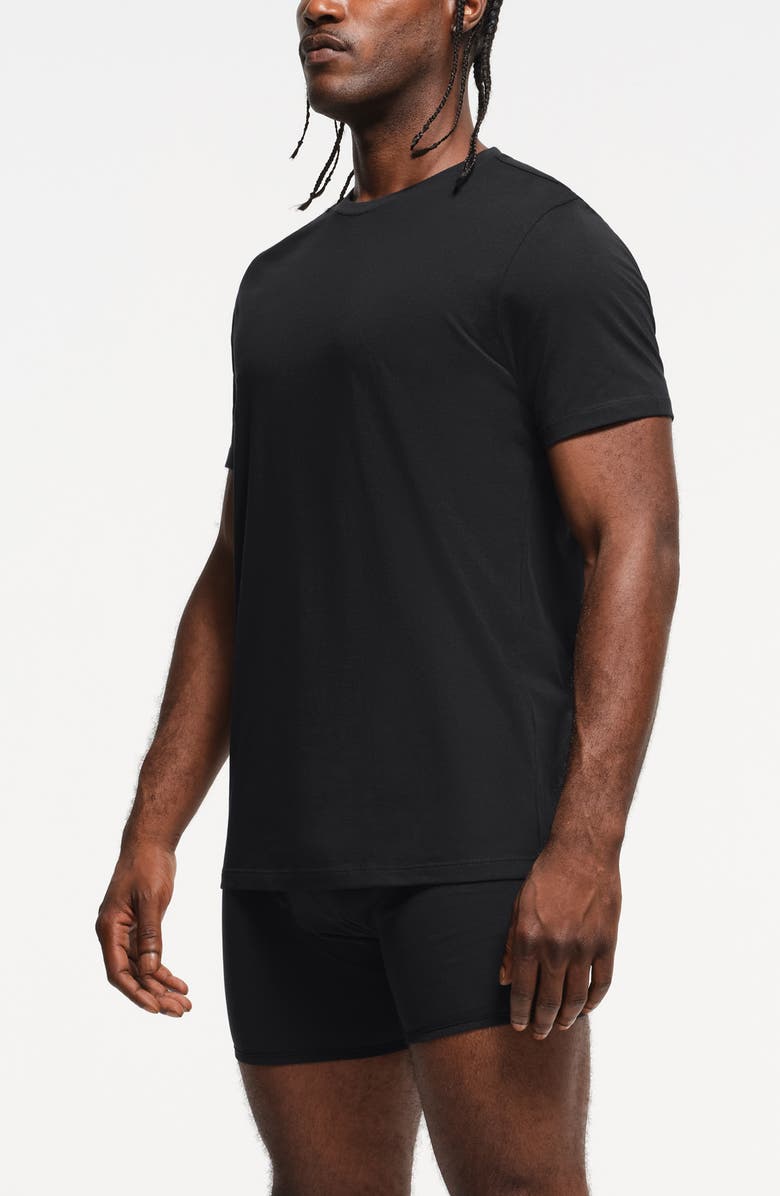 SKIMS 3-Pack Lightweight Cotton T-Shirts, Alternate, color, Obsidian