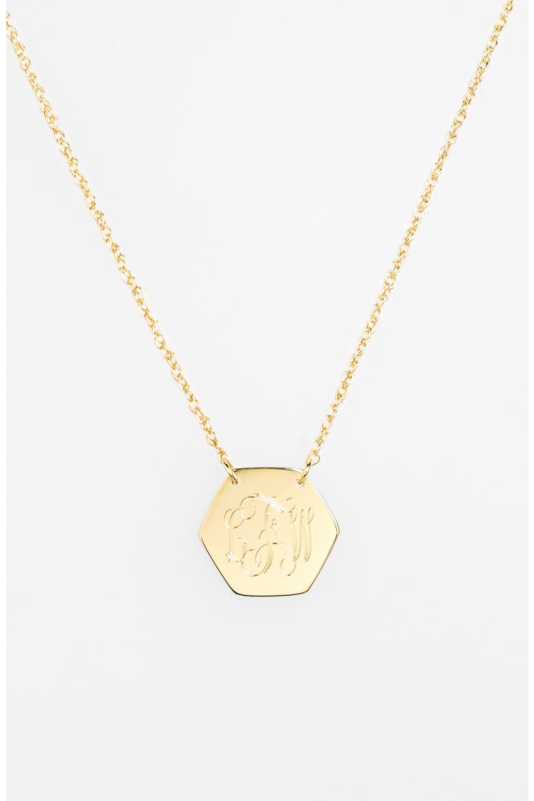 Personalized Hexagon Pendant Necklace, Alternate, color, GOLD