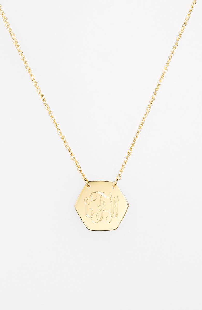 Jane Basch Designs Personalized Hexagon Pendant Necklace, Alternate, color,
