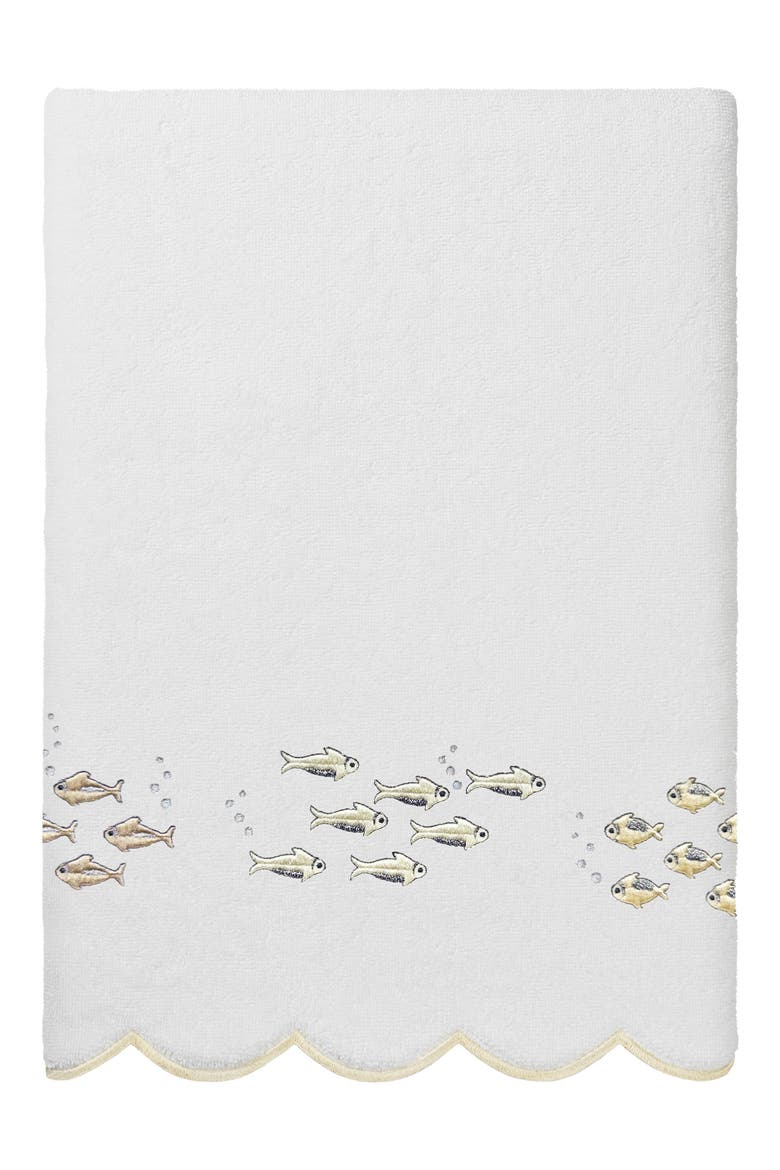Fish School Scallop 3-Piece Hand Towel Set, Alternate, color, WHITE/ BEIGE