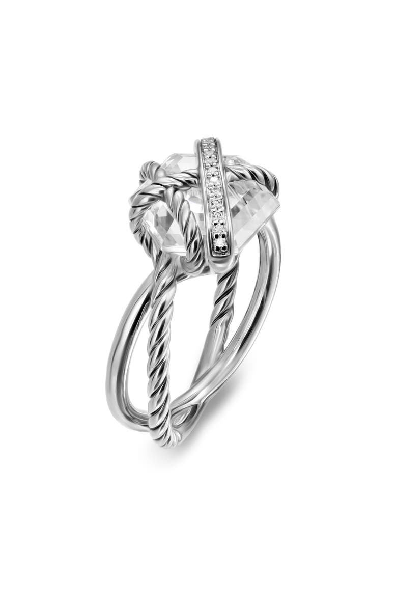 David Yurman Cable Wrap Crystal & Diamond Ring, Alternate, color, Silver Pave
