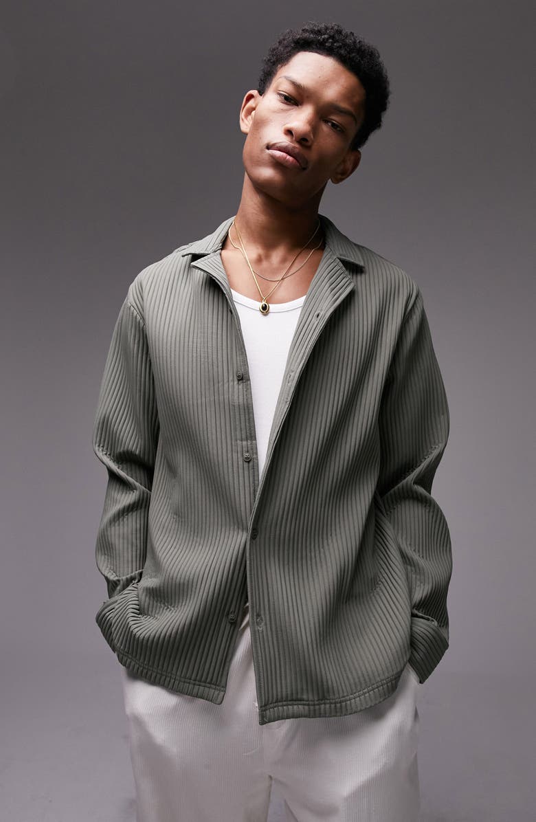 Topman Plissé Button-Up Shirt, Main, color,