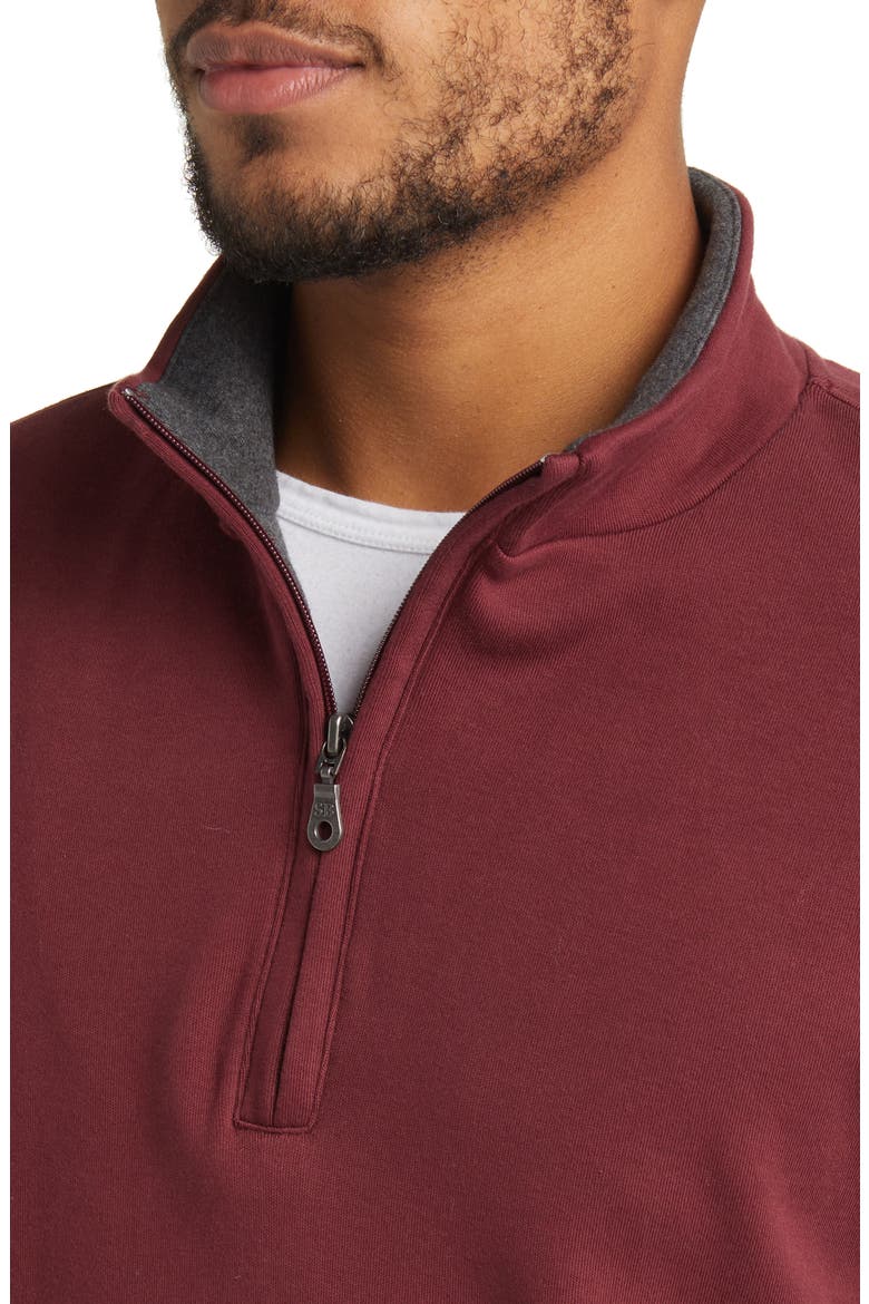 Pima Cotton Interlock Quarter Zip Pullover, Alternate, color, BURGUNDY