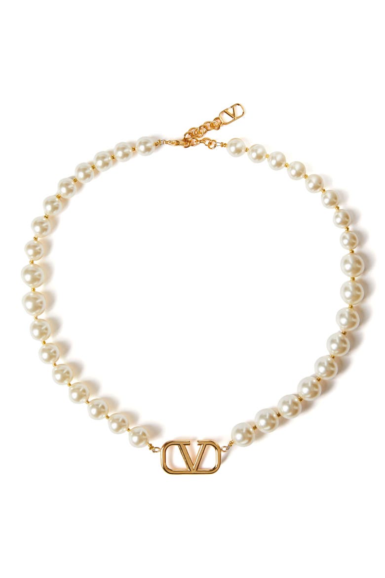 VLOGO Faux Pearl Necklace, Main, color, IVORY/ GOLD
