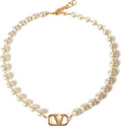 Valentino Garavani VLOGO Faux Pearl Necklace