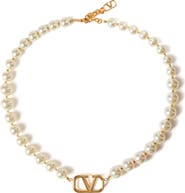 Valentino Garavani VLOGO Faux Pearl Necklace