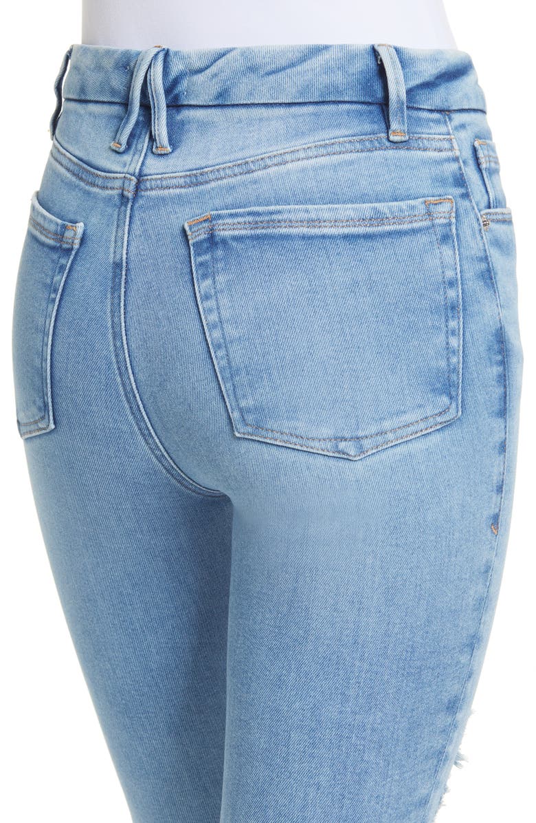 Good American Good Legs Chewed Hem Skinny Jeans, Alternate, color,