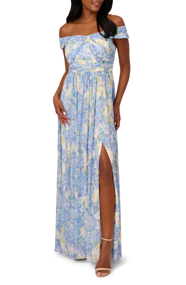 Adrianna Papell Off the Shoulder Chiffon Gown | Nordstrom