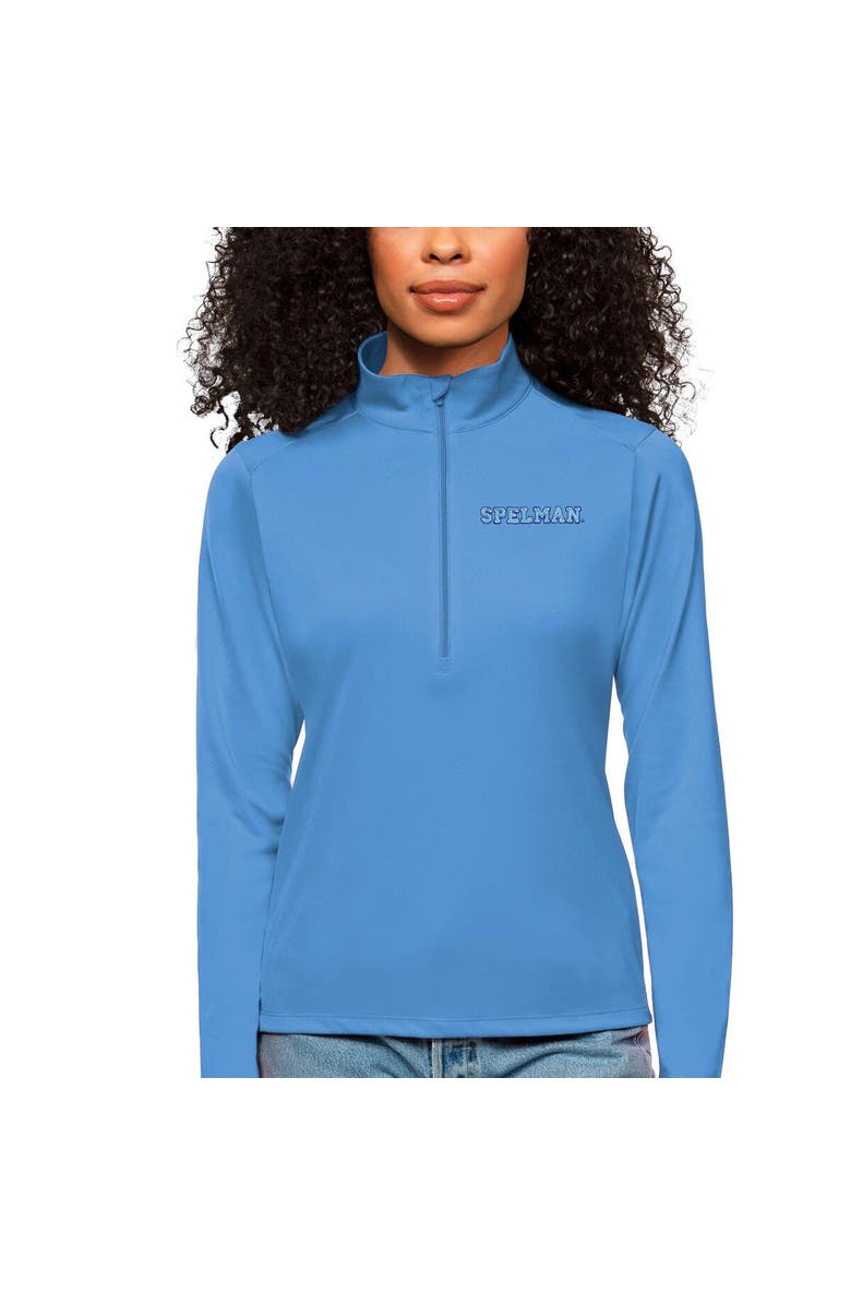 ANTIGUA Women's Antigua  Blue Spelman College Jaguars Tribute Quarter-Zip Pullover Top, Main, color, 