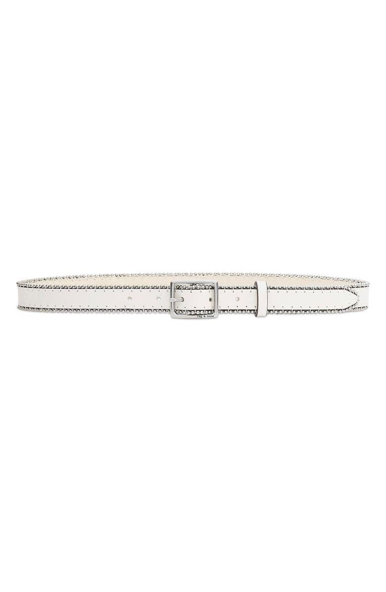rag & bone Beaded Boyfriend Leather Belt, Main, color, Antqwht