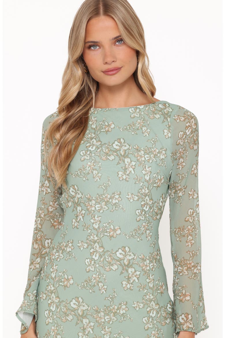 Yolanda Floral Long Sleeve Open Back, Alternate, color, SAGE GREEN FLORAL