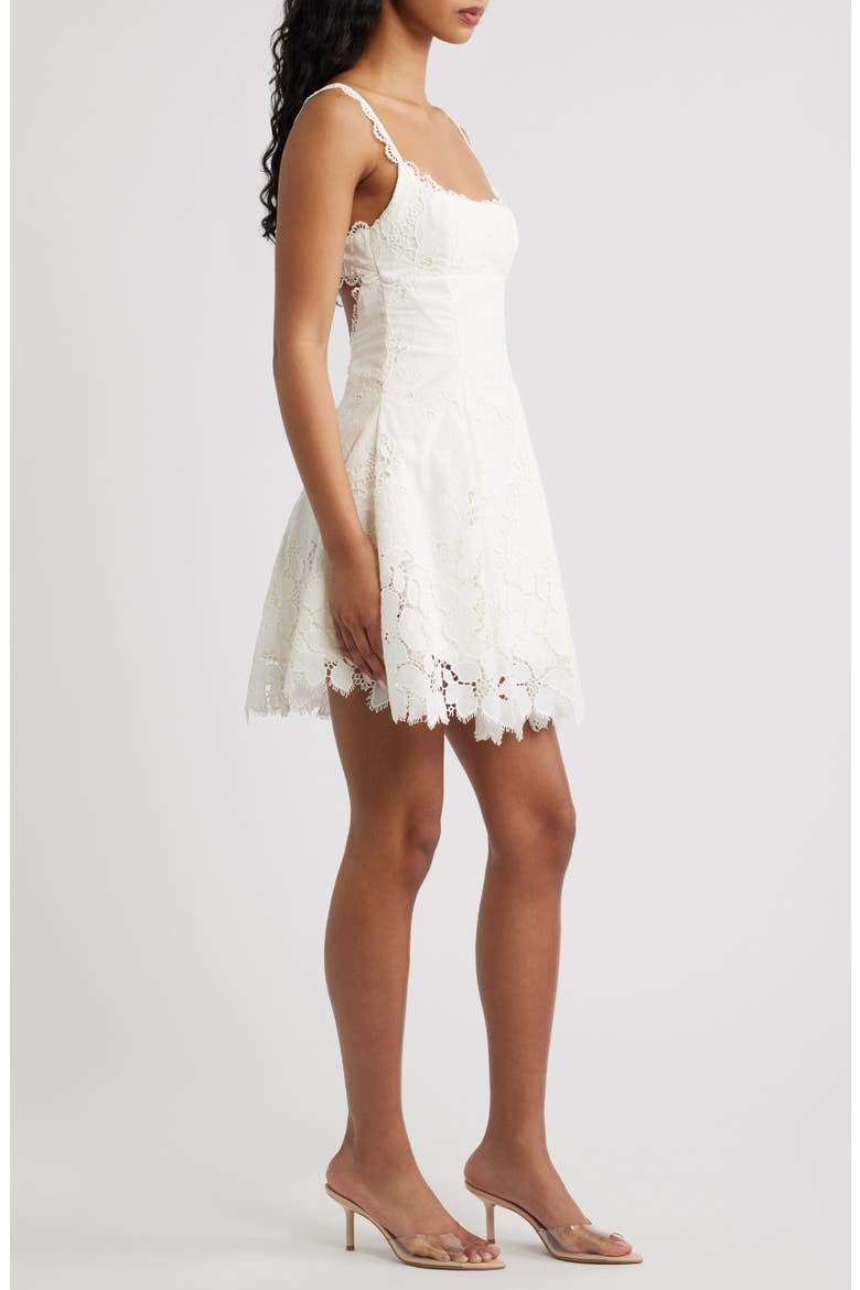 Isla Scalloped Lace Cocktail Minidress, Alternate, color, WHITE