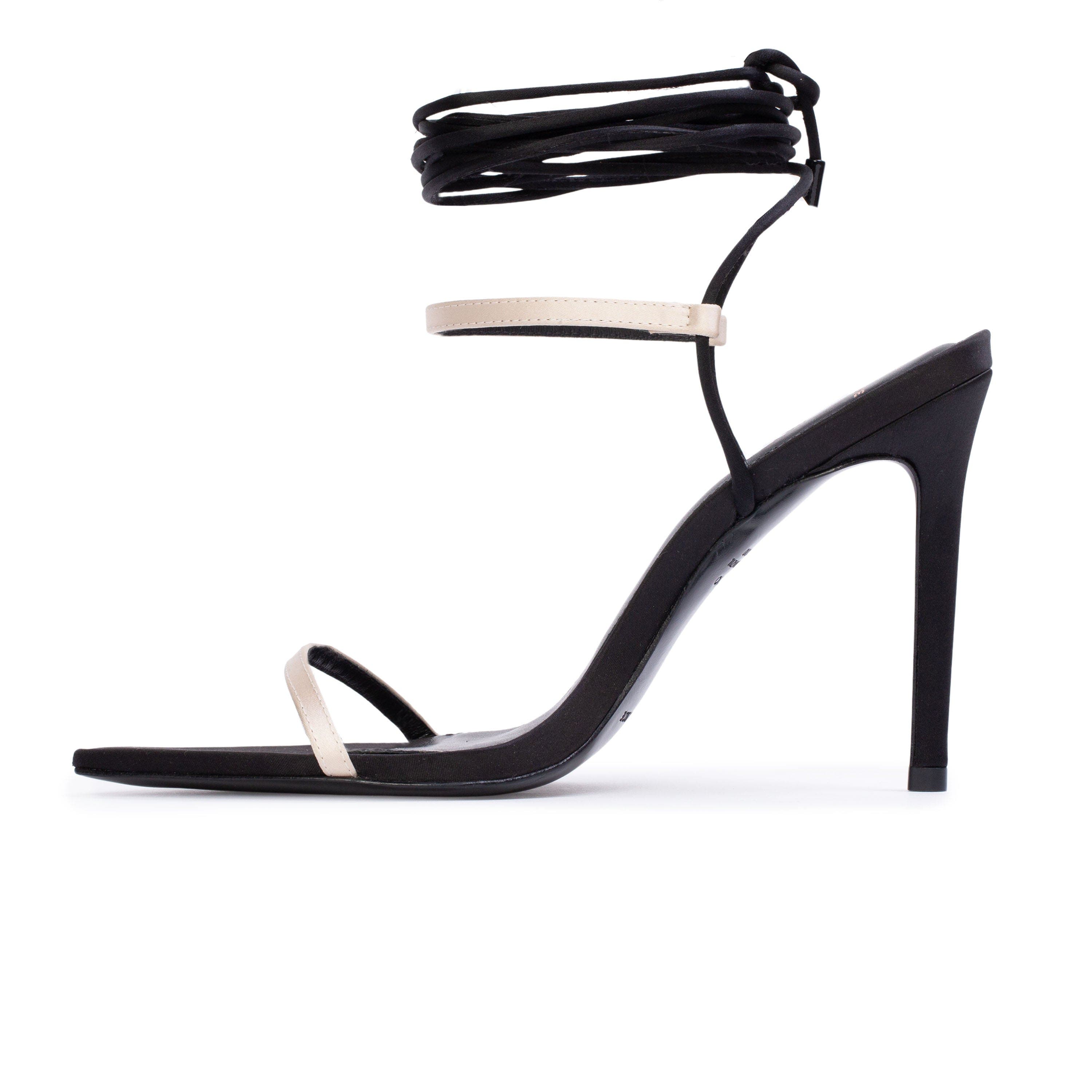 Lauren100 Strappy Sandal, Alternate, color, Black/Champagne Satin
