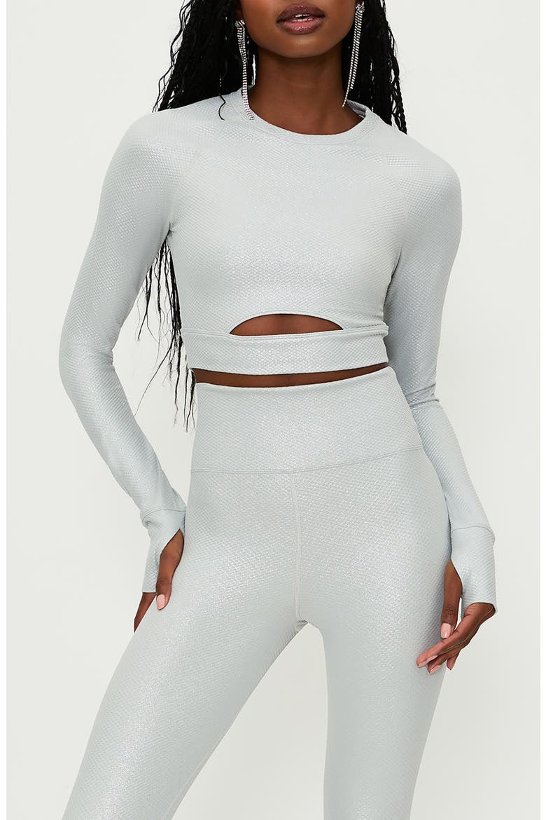 Francine Crop Top, Main, color, SILVER SHINE WAFFLE