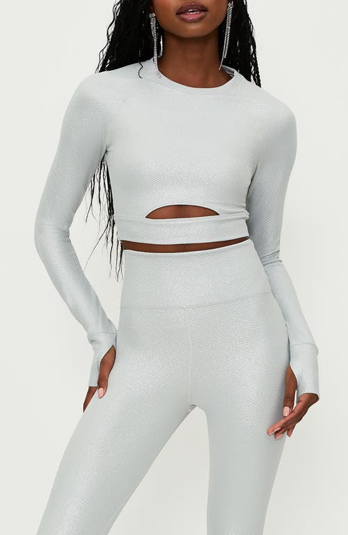 Beach Riot Francine Crop Top in Silver Shine Waffle 