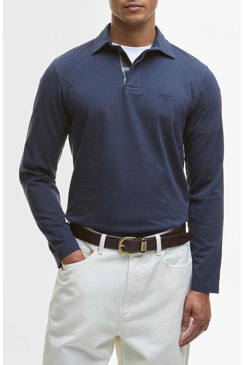 Margrove Tailored Fit Long Sleeve Cotton Polo, Main, color, NAVY