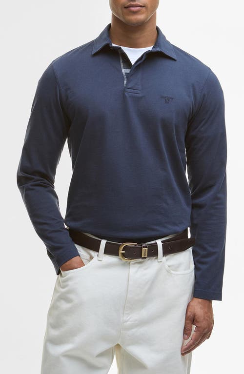 Barbour Margrove Tailored Fit Long Sleeve Cotton Polo In Blue