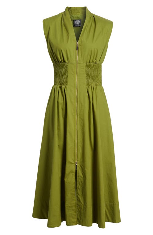 VINCE CAMUTO VINCE CAMUTO SMOCK WAIST COTTON MIDI DRESS
