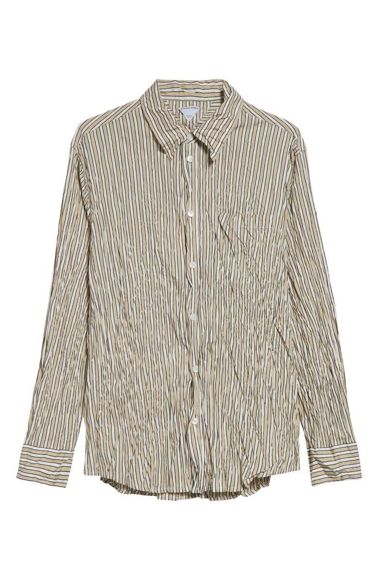 Bottega Veneta Crushed Technical Cotton Poplin Button-Up Shirt, Alternate, color, 8773 Beige/ White/ Black