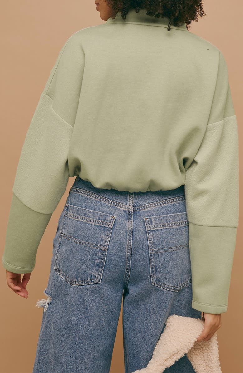 Topshop Panel Half Zip Fleece Pullover, Alternate, color, 