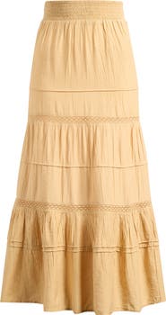 PER UNA BY M&S Lace Trim Tiered Maxi Skirt