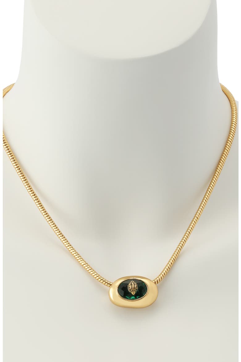 Bezel Stone Short Pendant Necklace, Alternate, color, GREEN