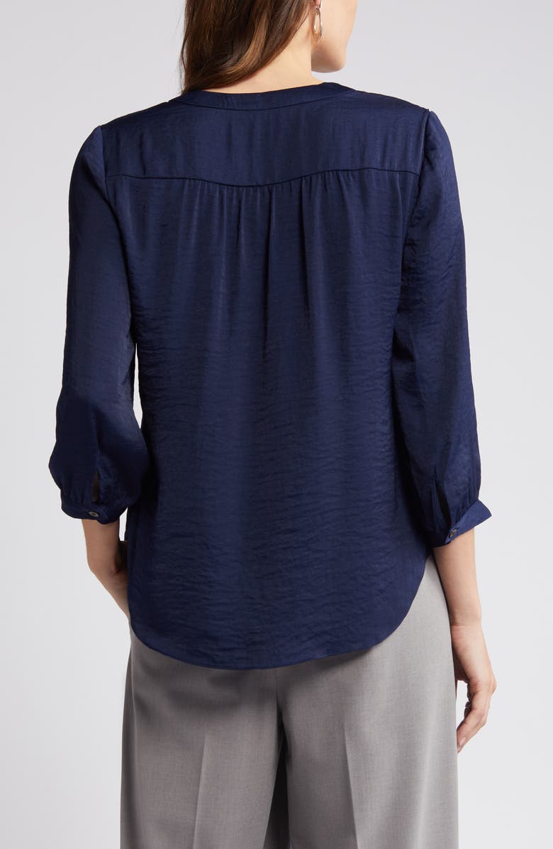 Vince Camuto Rumple Satin Top, Alternate, color, Classic Navy