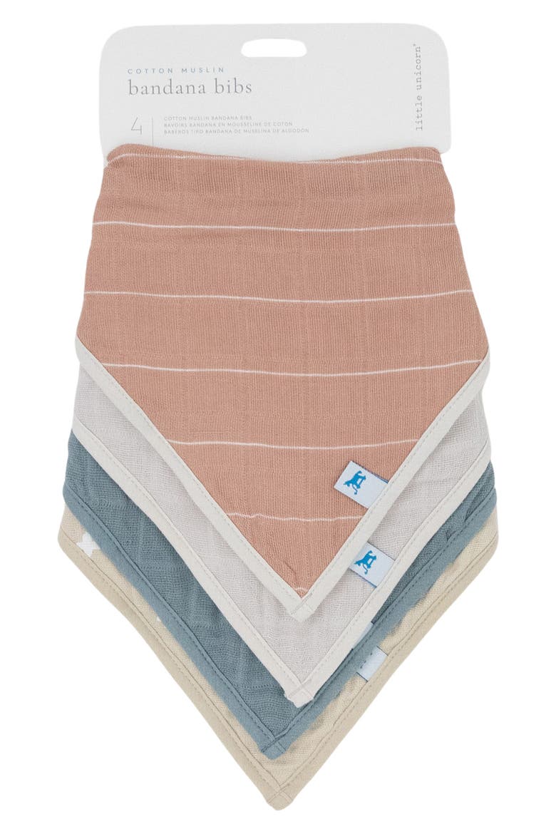 4-Pack Fleece & Cotton Muslin Bandana Bib, Alternate, color, MAUVE STRIPE