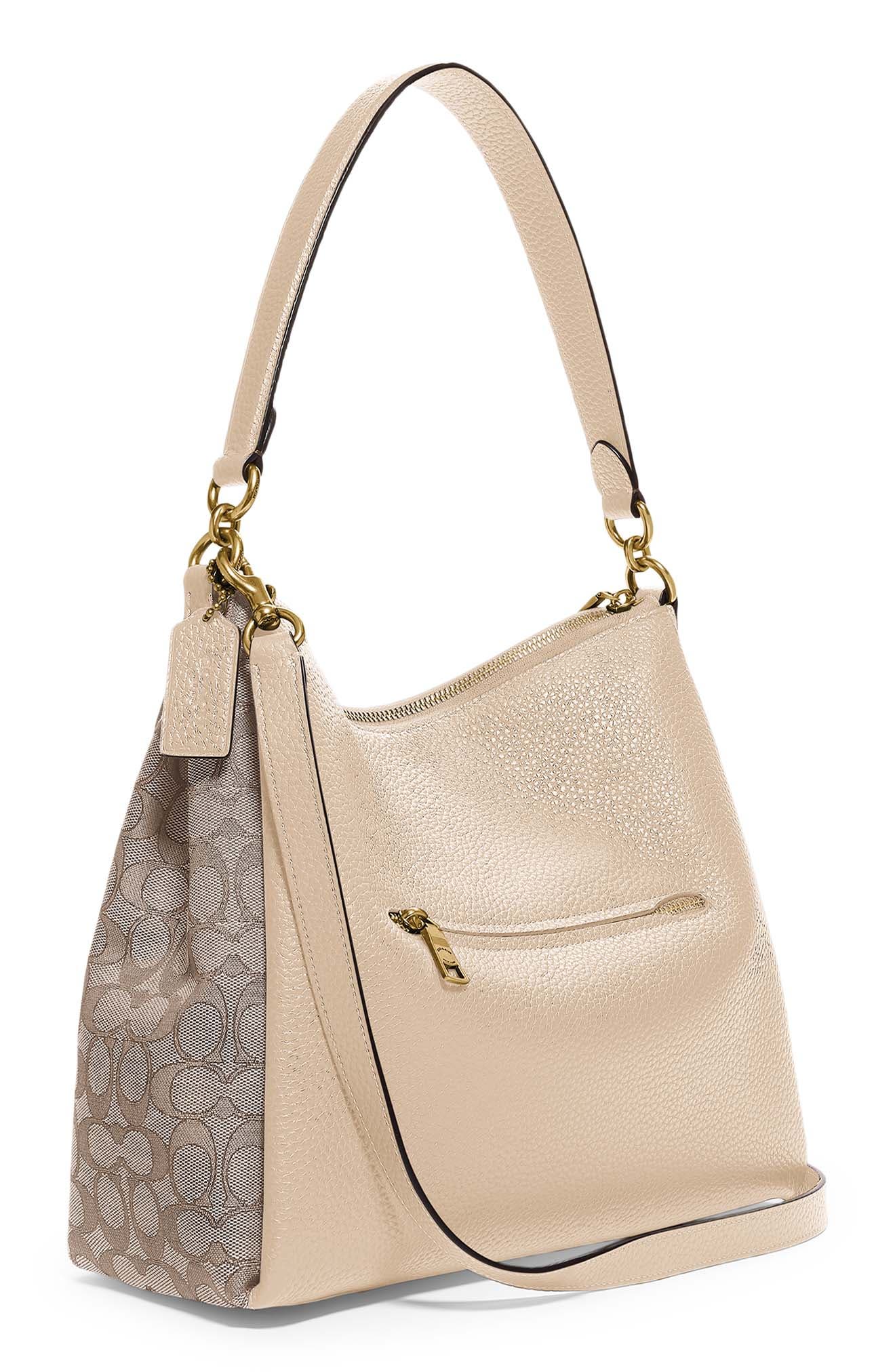 COACH Shay Leather & Signature Jacquard Shoulder Bag, Alternate, color, 