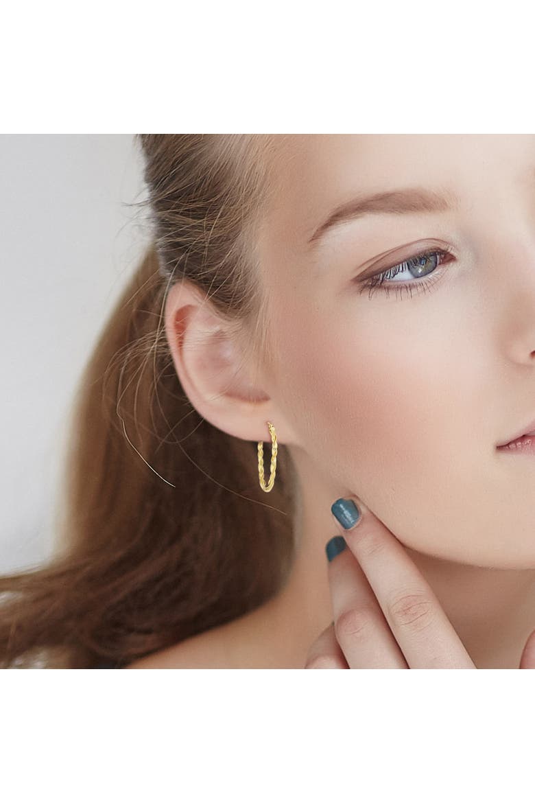 Twist Hoop Earrings in 10k Gold, Alternate, color, Yellow Gold
