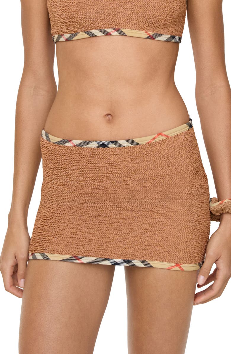 Burberry x Hunza G Devyn 2-in-1 Swim Skirt/Tube Top & Matching Scrunchie Set, Main, color, Metallic Cocoa