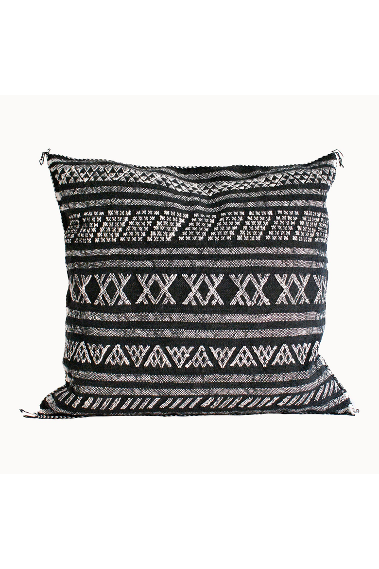 Desert Stripe Embroidered Cactus Silk Pillow - Black, Alternate, color, Black