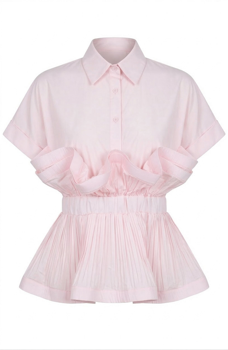 Modenaire Ruffle Peplum Blouse, Alternate, color, Pale Pink