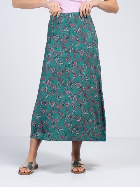 Printed Paisley Maxi Skirt