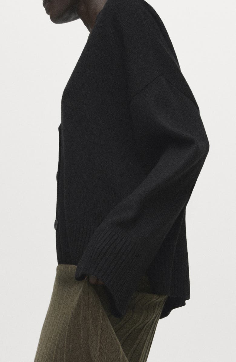 MANGO Oversize V-Neck Cardigan, Alternate, color, Black