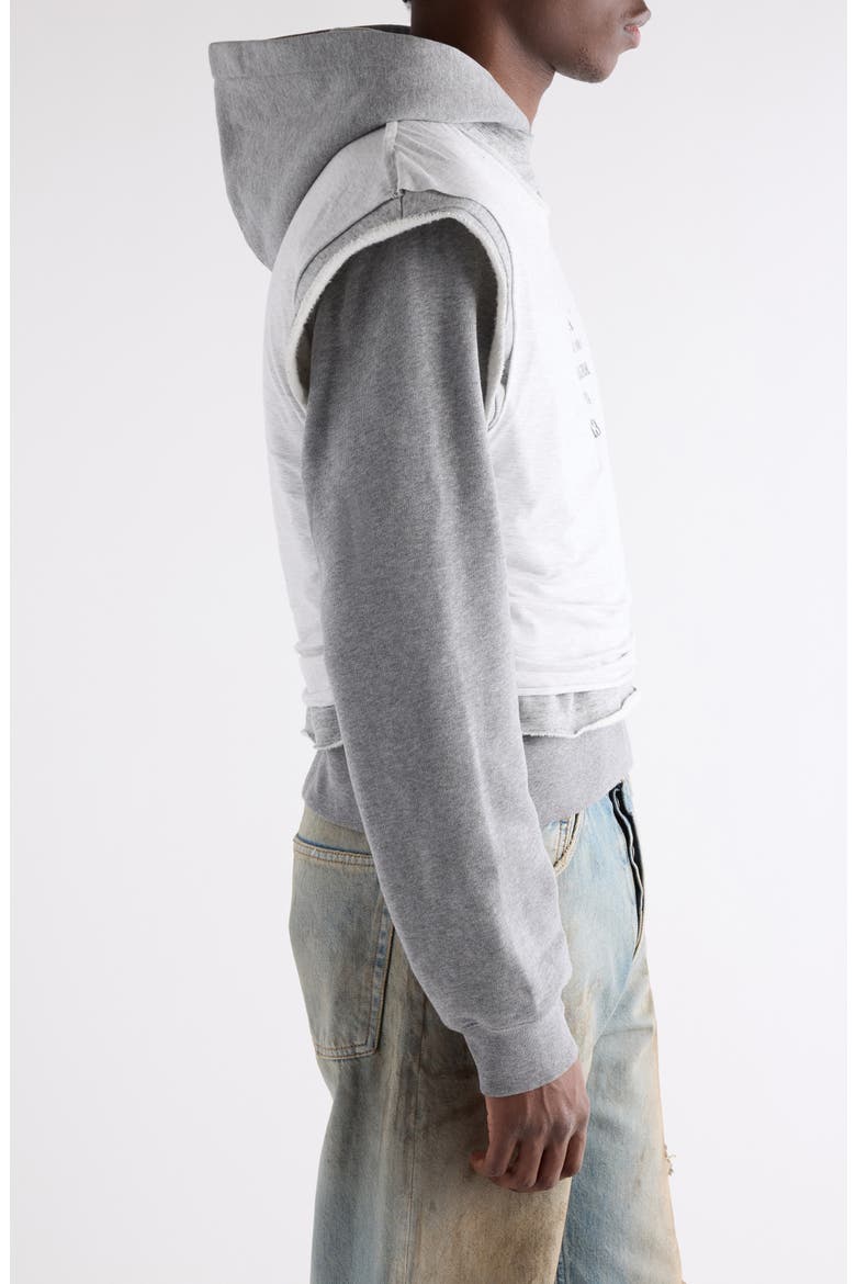 Frederico Stencil Logo Layered Hooded Sweatshirt, Alternate, color, GREY MELANGE